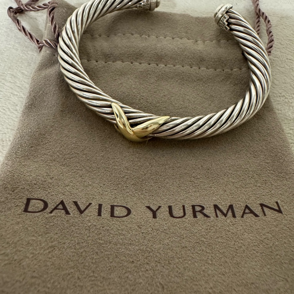 X Classic Cable Station Bracelet
Sterling Silver with 18K Yellow Gold, 7mm